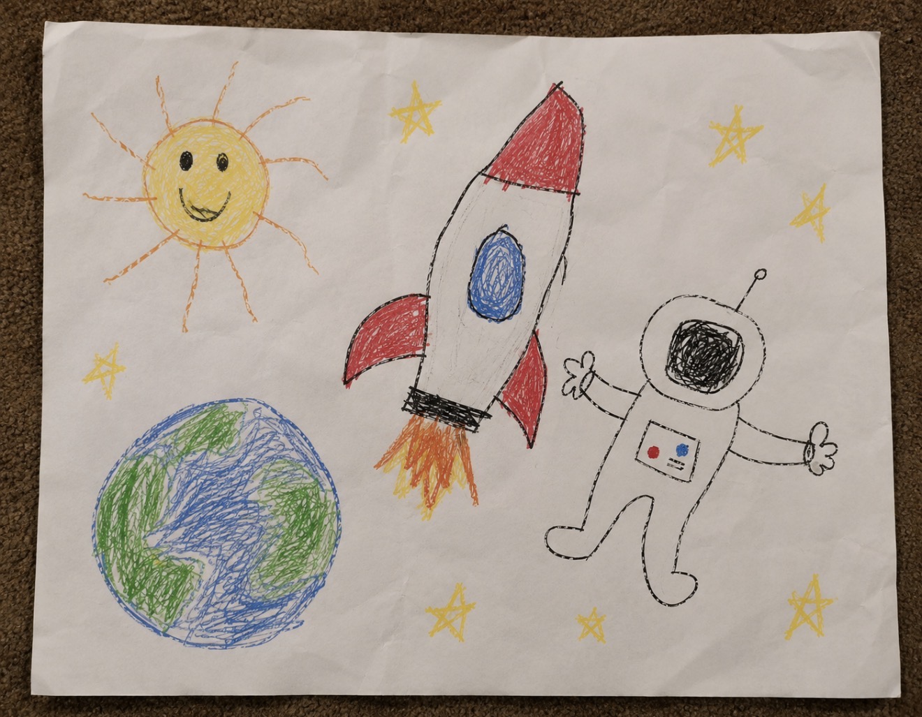 Blast Off to Space by Liam - original drawing