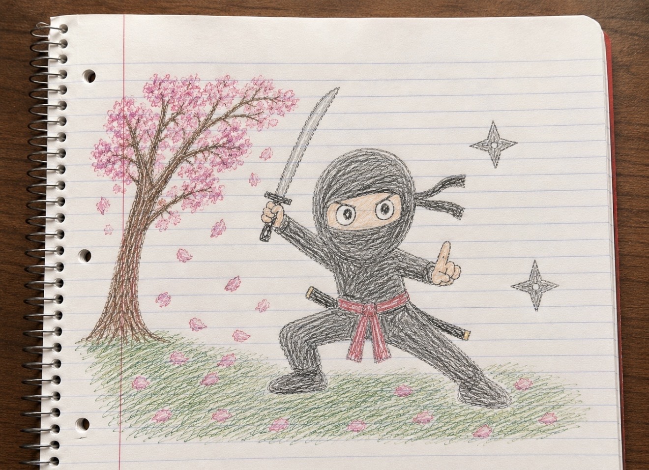 Cherry Blossom Ninja by Alex - original drawing