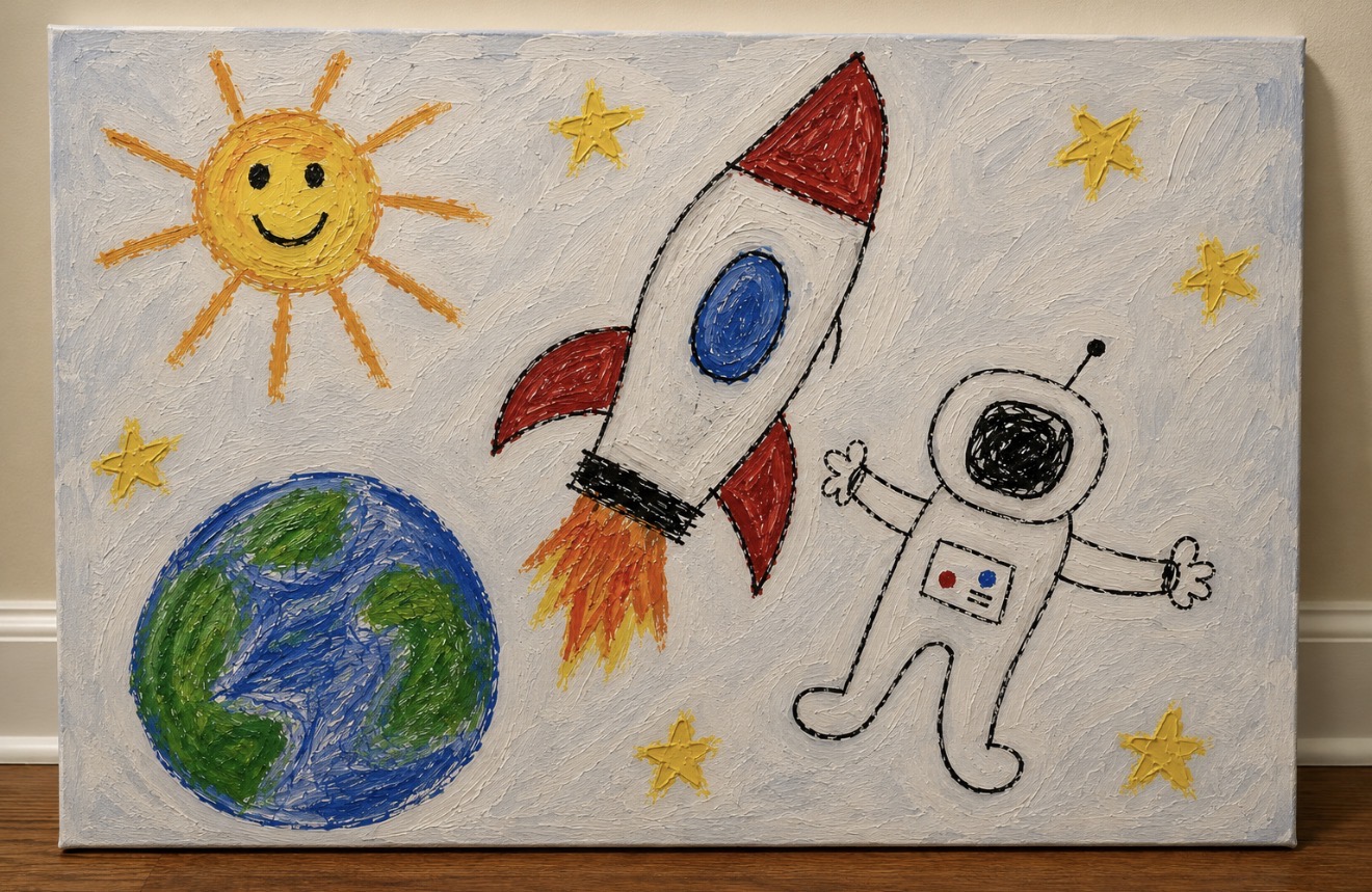Blast Off to Space by Liam - finished painting